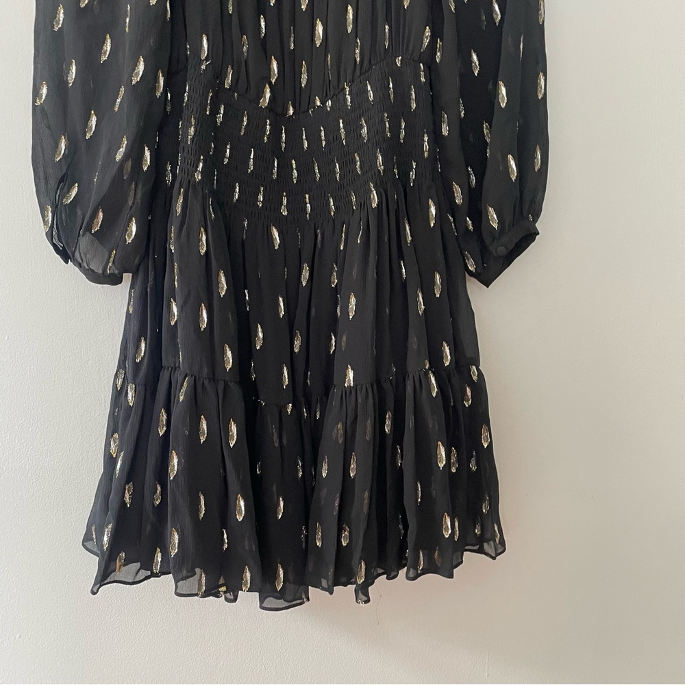 REBECCA TAYLOR Silk Metallic Clip Dot Dress Size 2 - Picture 14 of 16